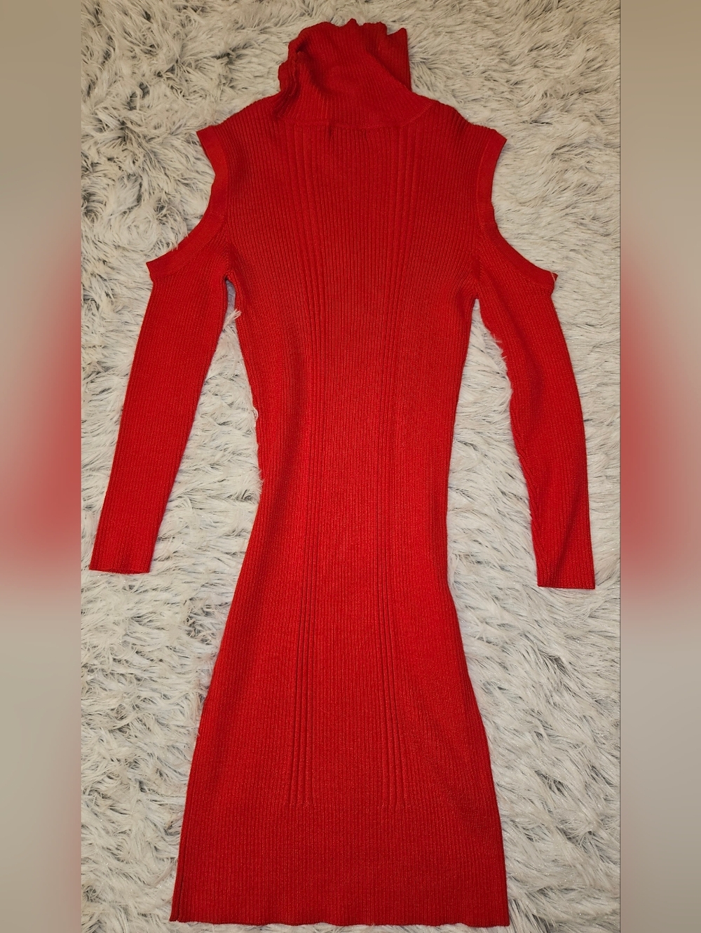 Ultra Flirt Red Ribbed Cold Shoulder Bodycon Dress – NWT Size M - Picture 3 of 5